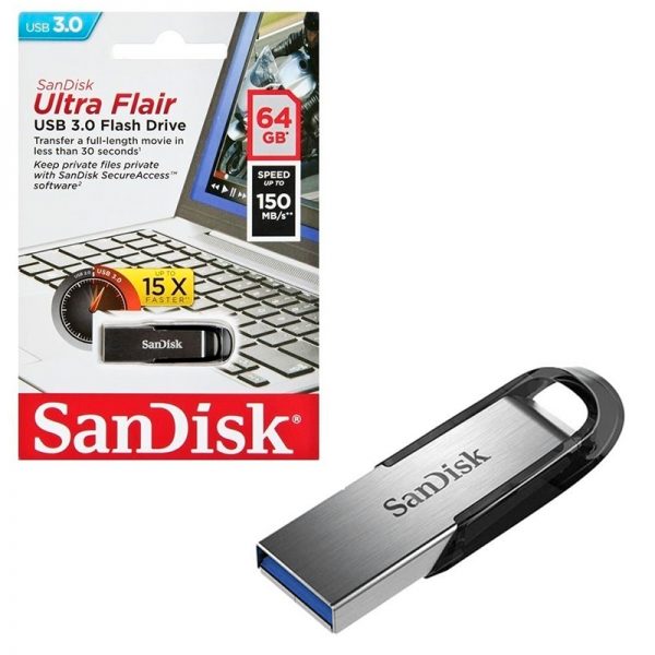 PENDRIVE 64GB SANDISK ULTRA FLAIR USB 3.0 METALICO